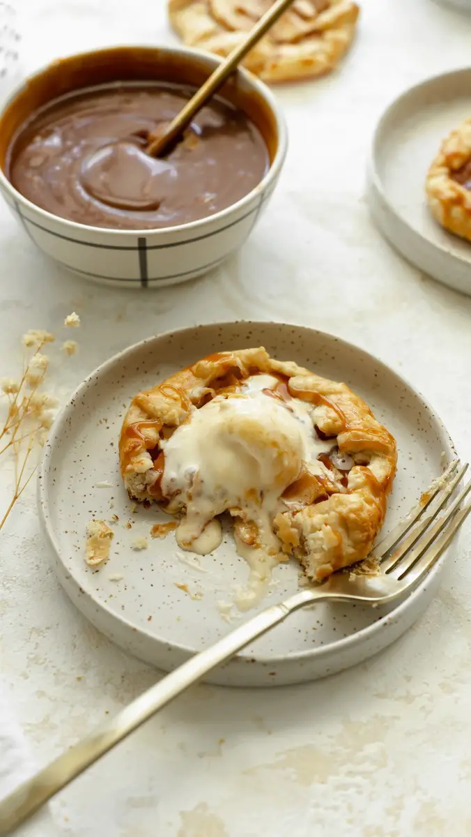 Salted Caramel Apple Galette with Walnut Crust