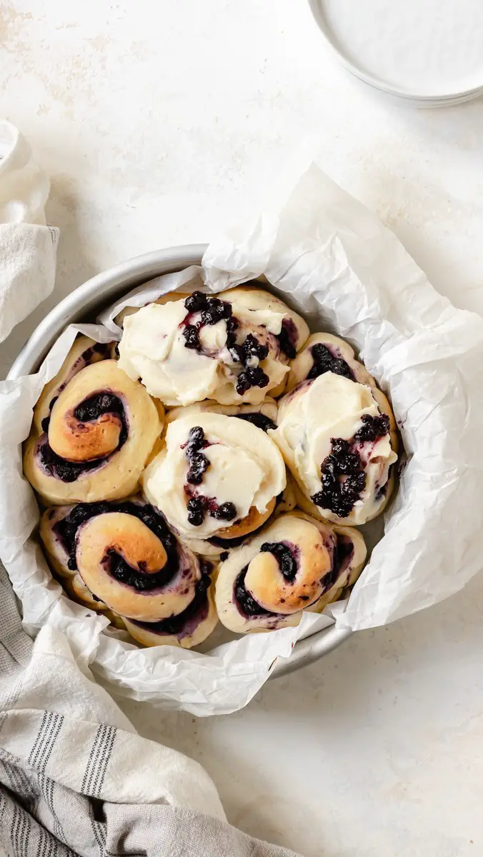 Brioche Blueberry Rolls with Mascarpone Icing