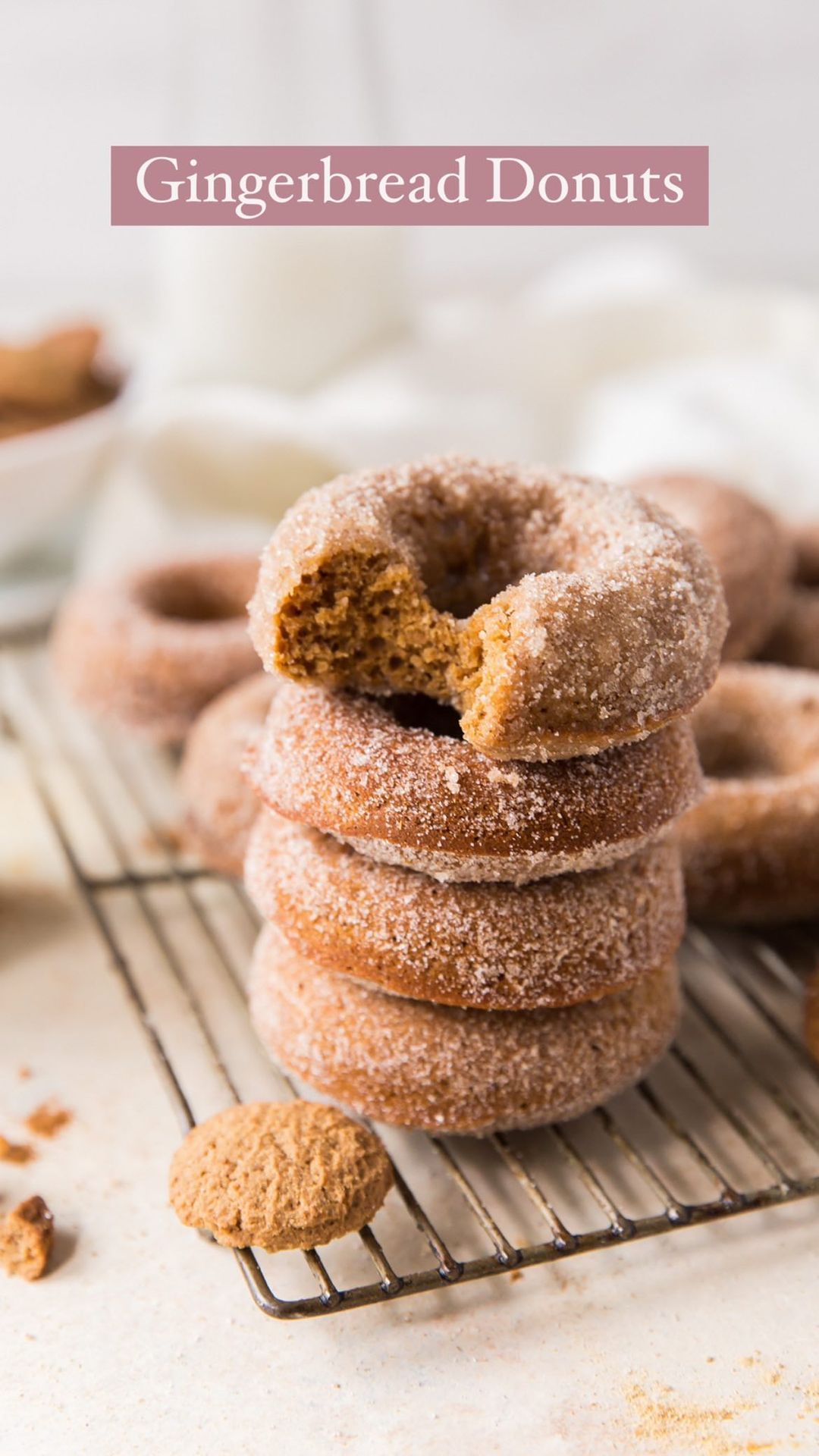 Gingerbread Donuts with Ginger Cinnamon Sugar Coating