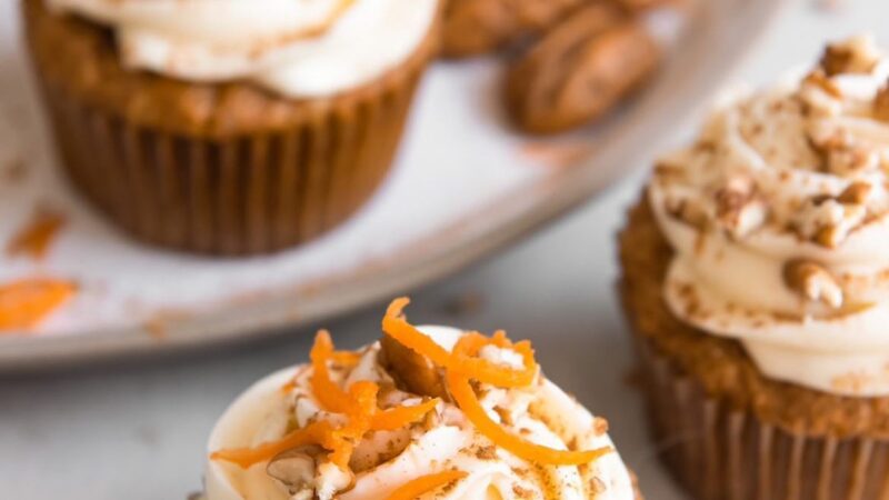 Carrot Cake Cupcakes with Cream Cheese Frosting