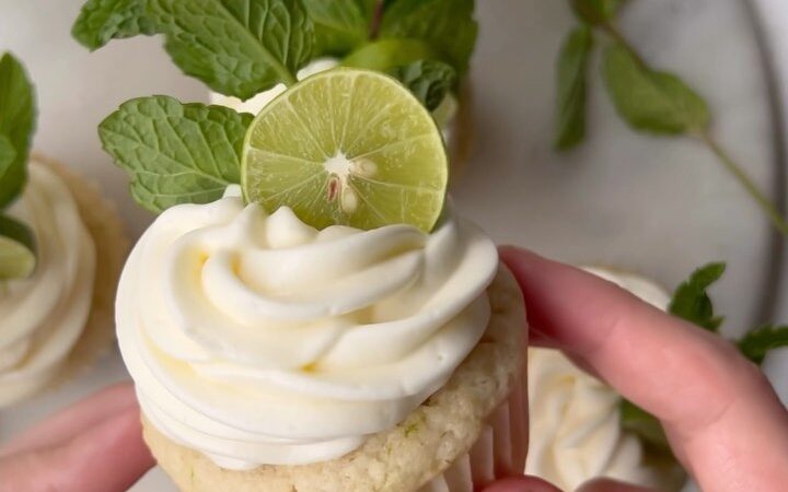 Zesty Lime Cupcakes with Mint Rum Cream