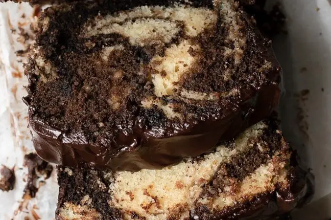 Espresso Marbled Loaf Cake with Ganache