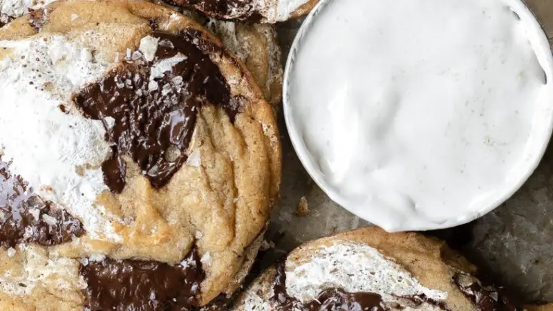 Brown Butter Peanut Butter & Chocolate Cookies with Marshmallow Fluff