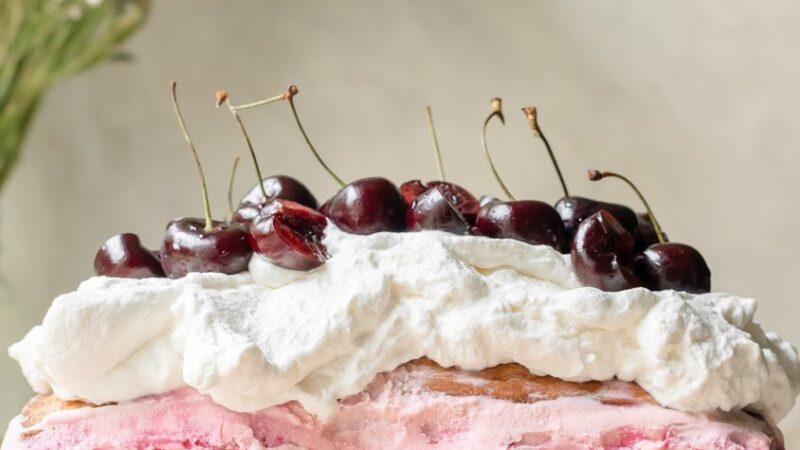 Pound Cake with Cherry Filling & Whipped Cream