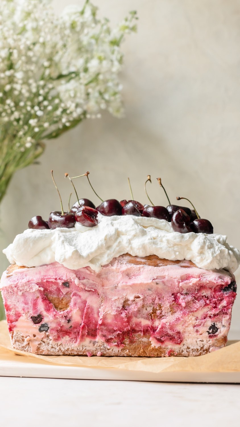 Pound Cake with Cherry Filling & Whipped Cream