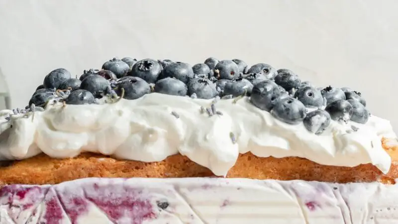 Lavender Pound Cake with Wild Blueberry Compote and Cream