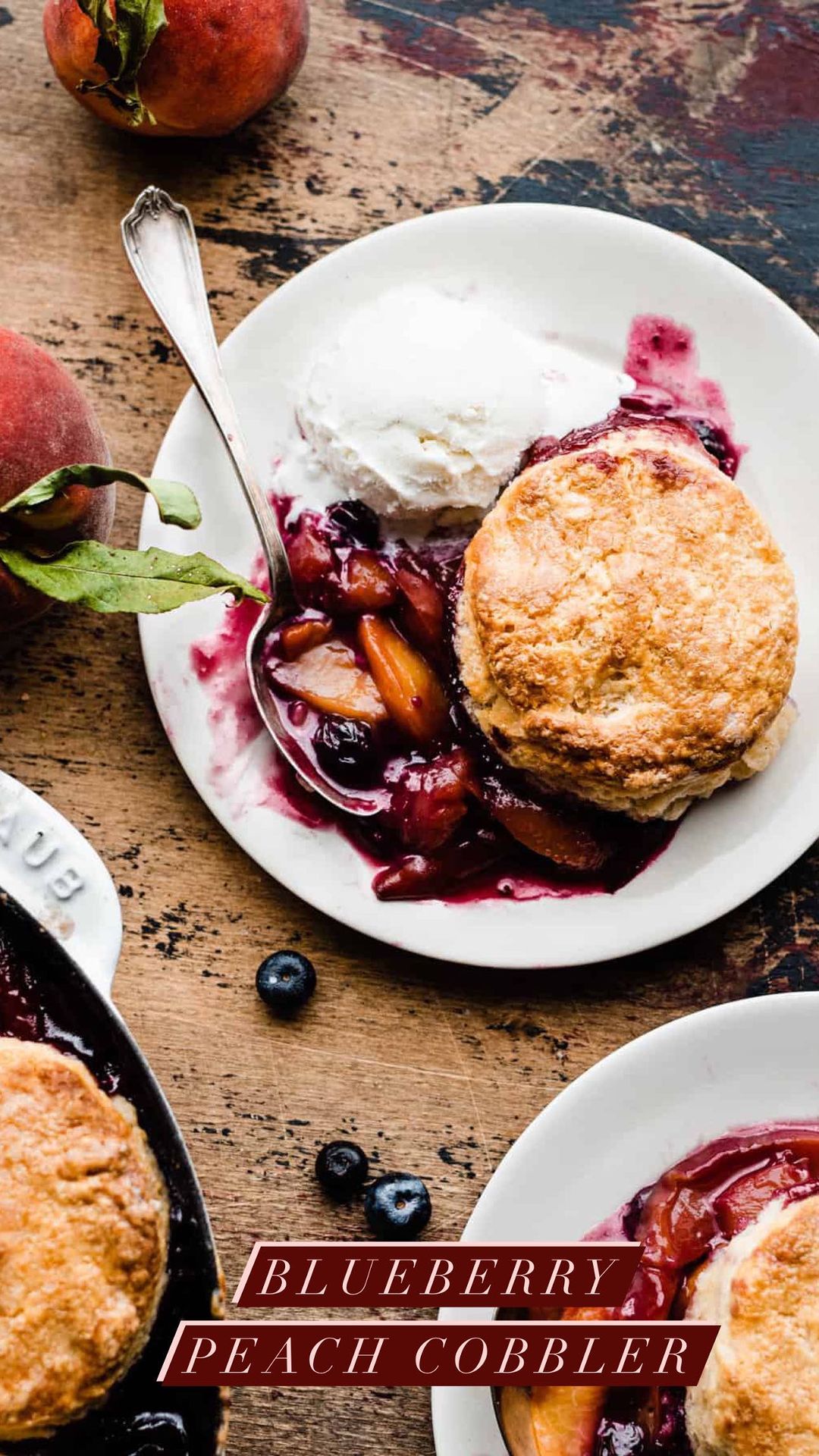 Delicious Skillet Blueberry Peach Cobbler with Buttermilk Biscuits