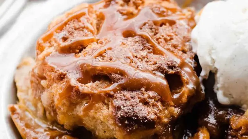 Salted Caramel Pear Cobbler