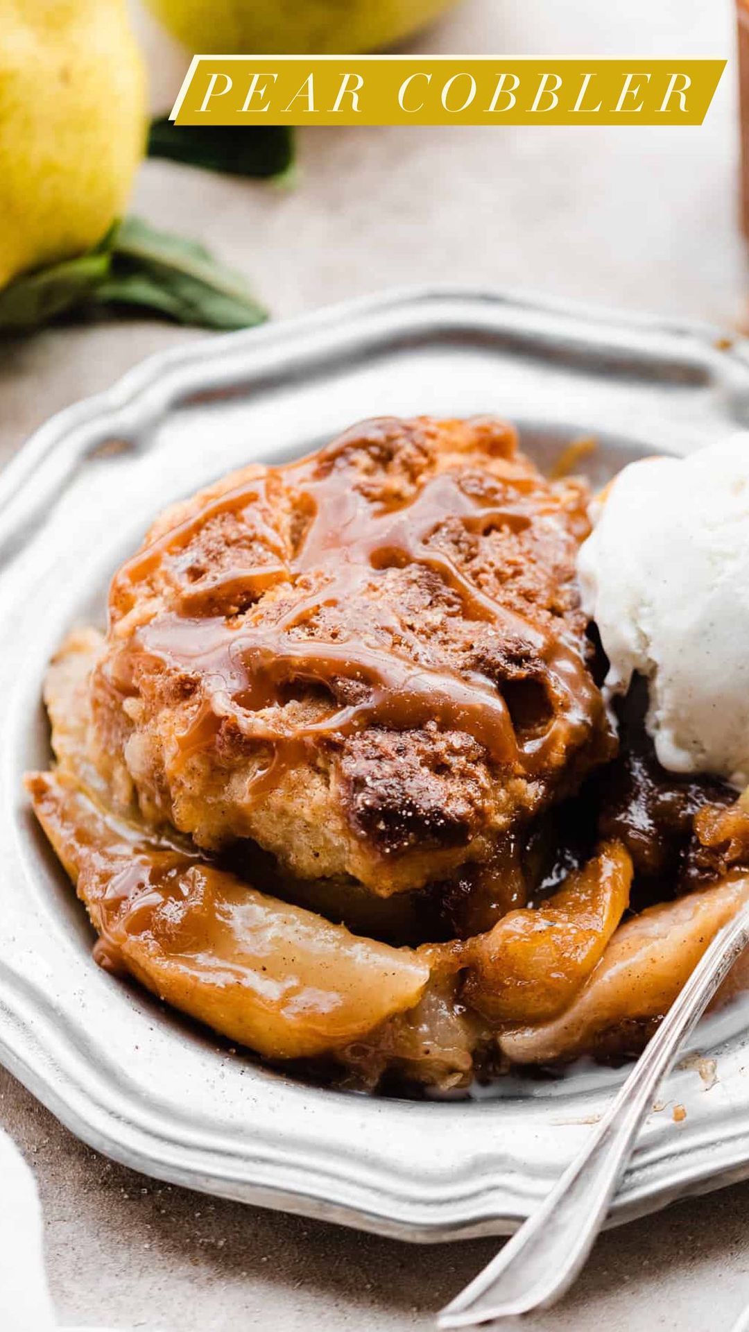 Salted Caramel Pear Cobbler