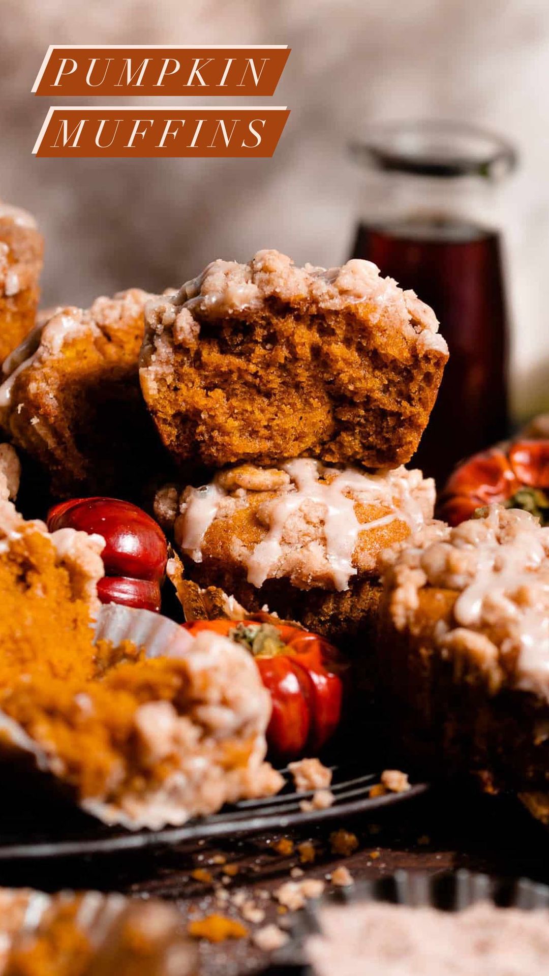 Spiced Pumpkin Muffins with Streusel Topping and Maple Glaze