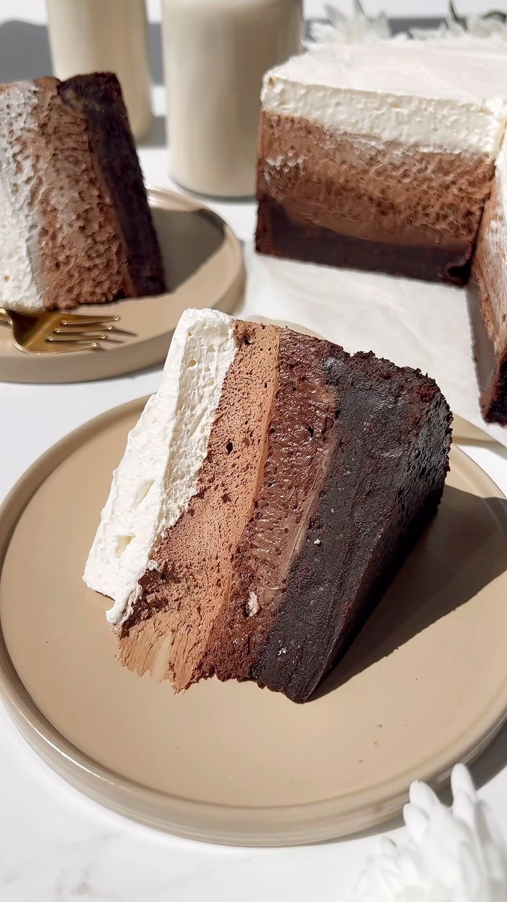 Chocolate Ombre Mousse Cake with Brownie Base