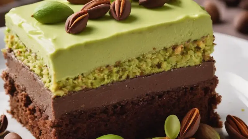 Pistachio Cake with Chocolate Buttercream Frosting