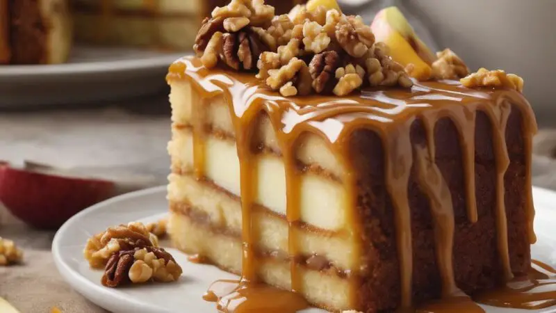 Caramel-Drizzled Apple Walnut Cake