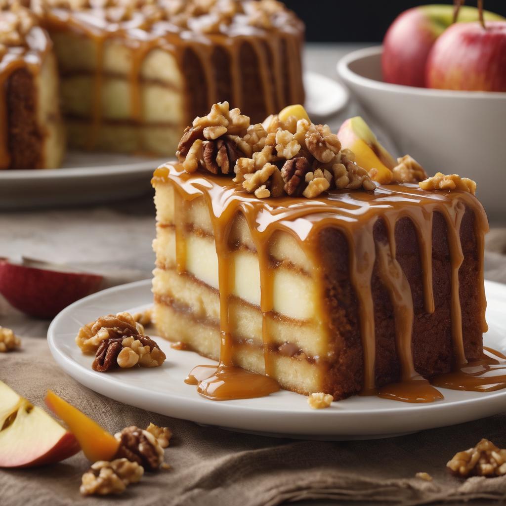 Caramel-Drizzled Apple Walnut Cake