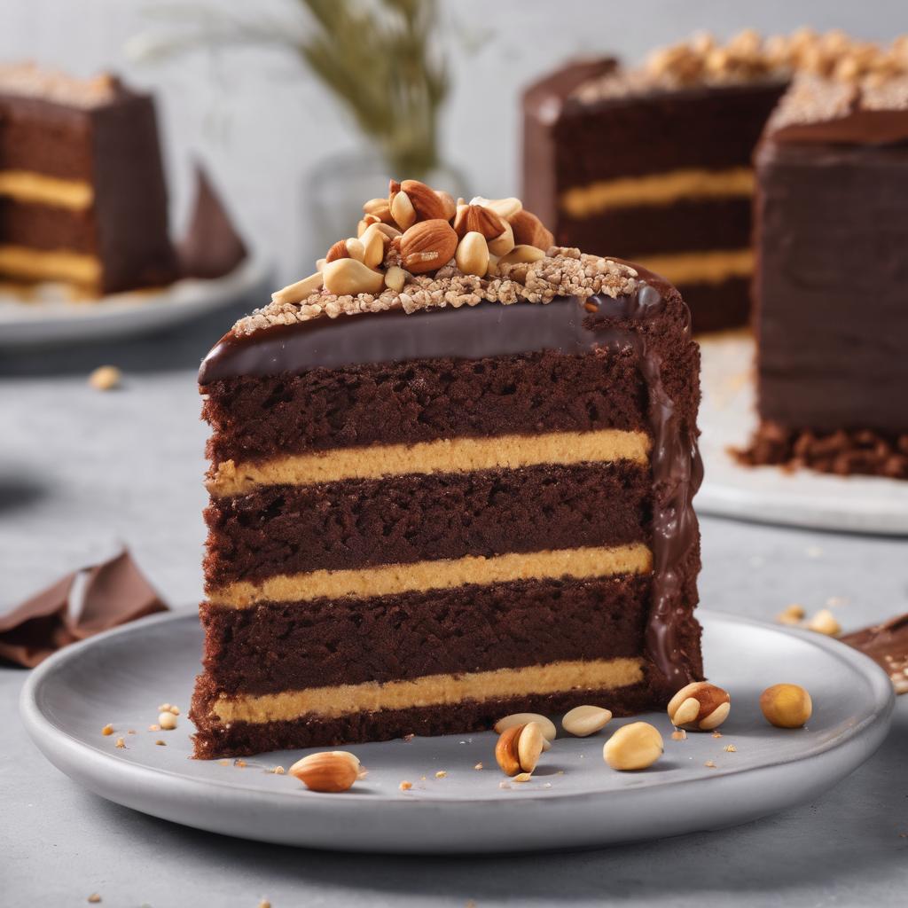 One Layer Chocolate Cake with Salted Peanut & Chocolate Glaze