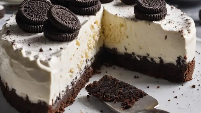 No-Bake Oreo Cheesecake with Whipped Cream and Oreos