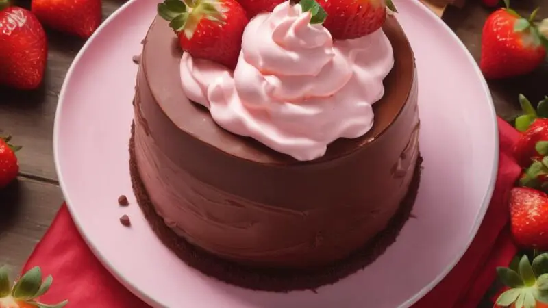 Rich Chocolate Delight with Strawberry Cream Frosting