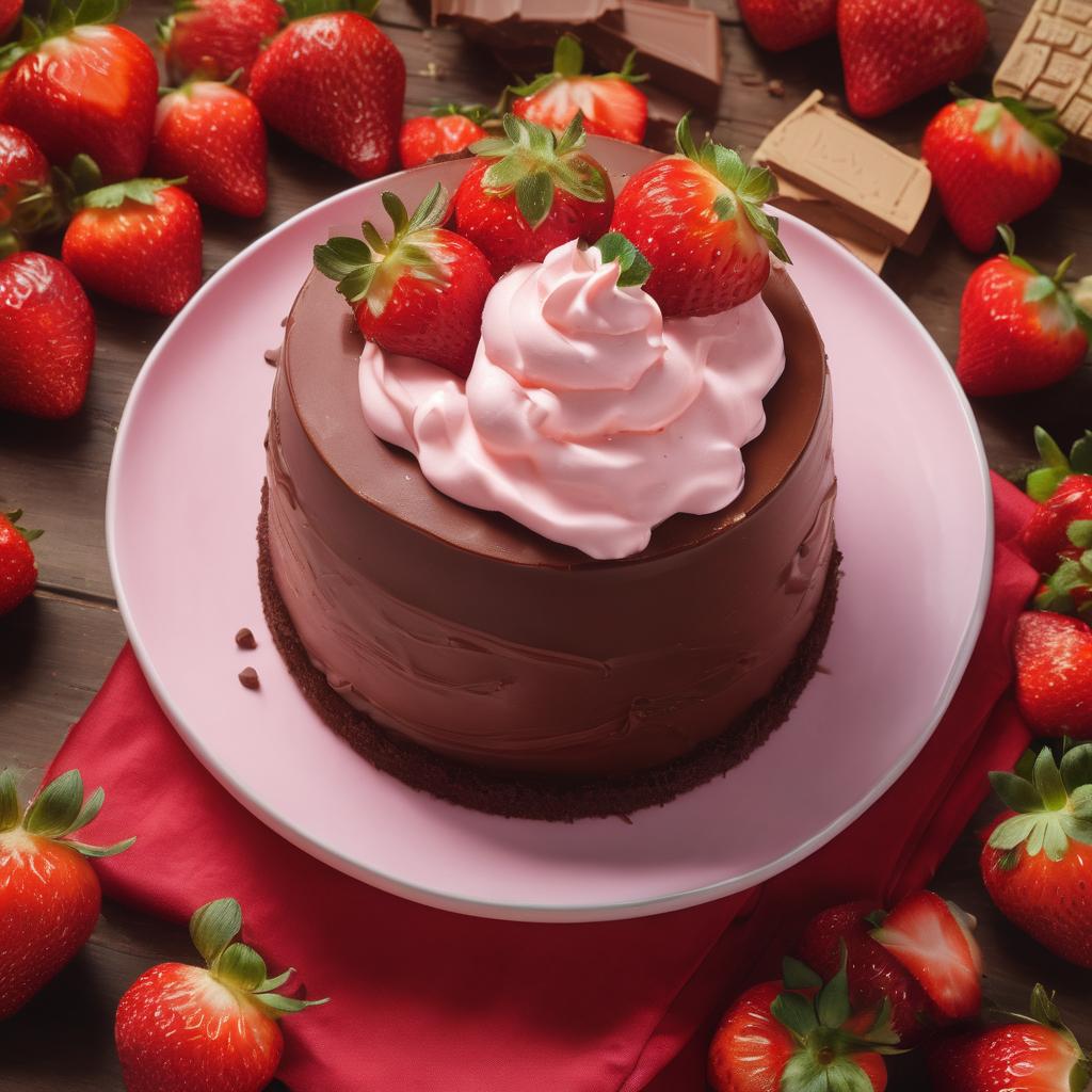 Rich Chocolate Delight with Strawberry Cream Frosting