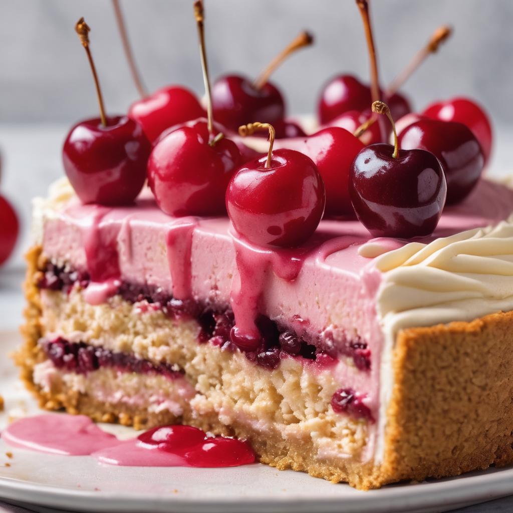 Pie Birthday Cake with Graham Cracker Crust and Cherry Buttercream Frosting