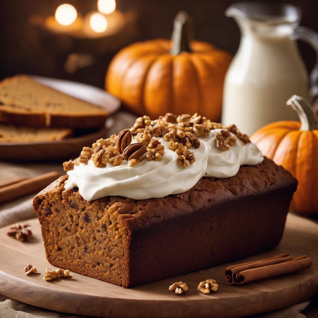 Cinnamon Maple Walnut Pumpkin Bread with Cream Cheese Drizzle