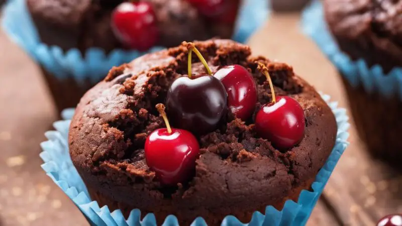 Chocolate Cherry Muffins with Cinnamon Streusel