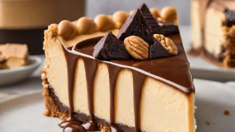 Peanut Butter Cheesecake with Chocolate Brookie Base