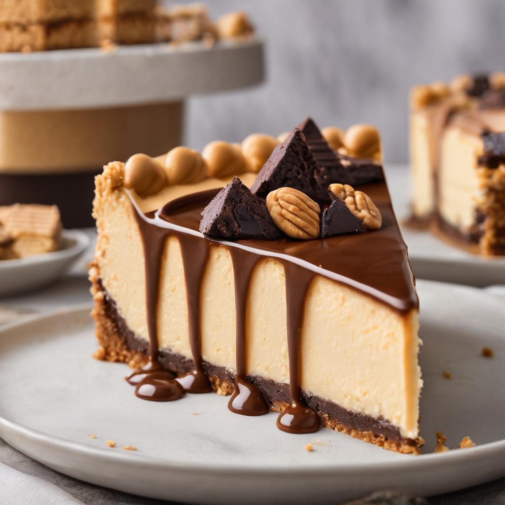 Peanut Butter Cheesecake with Chocolate Brookie Base