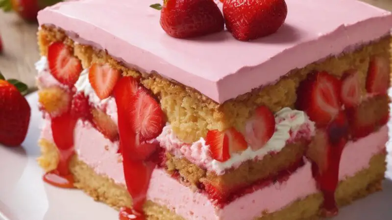 Strawberry Tarragon Pound Cake with Strawberry Cream Cheese Glaze