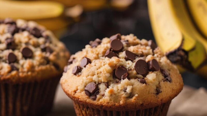 Banana Chocolate Chip Muffins with Streusel Topping