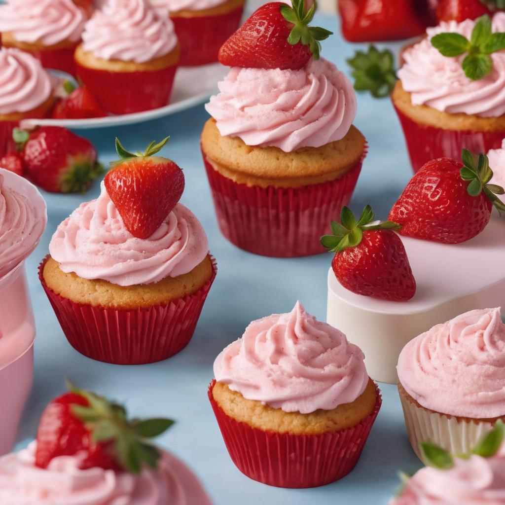 Strawberry Cupcakes with Strawberry Filling and Buttercream Frosting