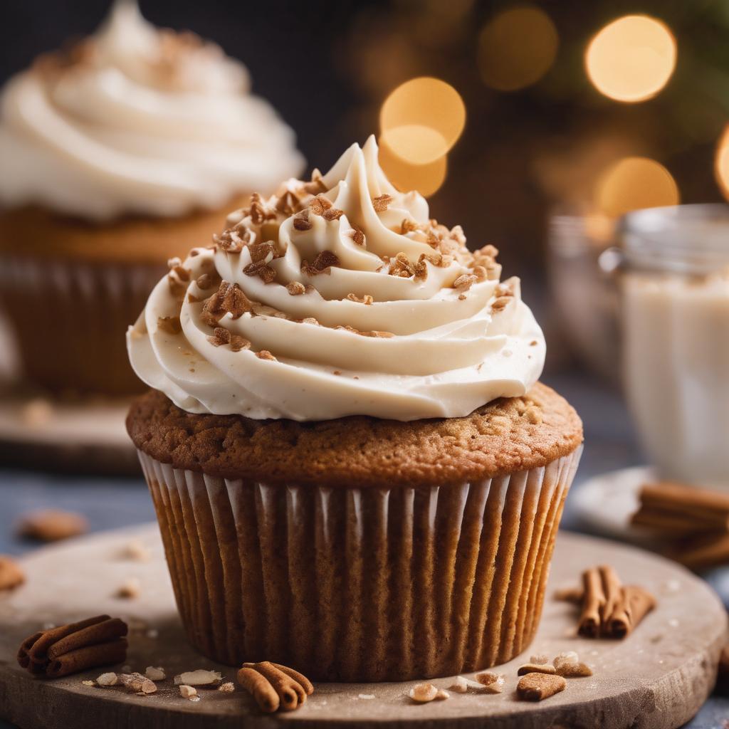 Chai-Infused Oatmilk Gingerbread Cupcakes with Spiced Cream Cheese Frosting