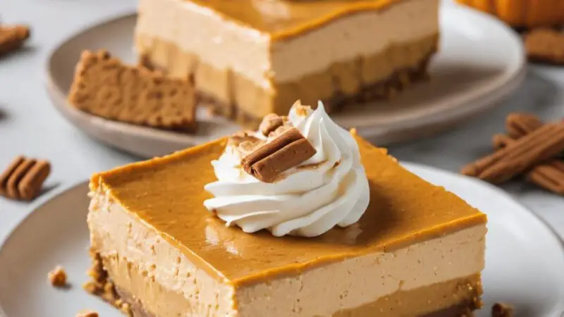 Spiced Biscoff Pumpkin Cheesecake Squares