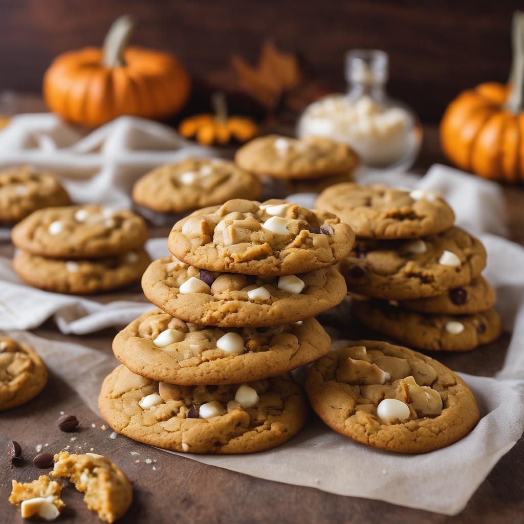 Autumnal Pumpkin and White Chocolate Chip Cookies