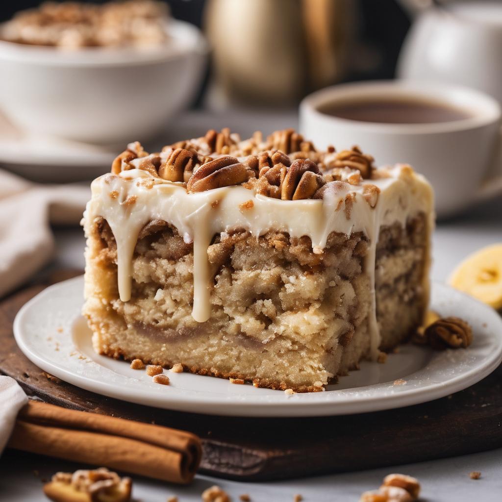 Brown Butter Banana Cinnamon Roll Cake