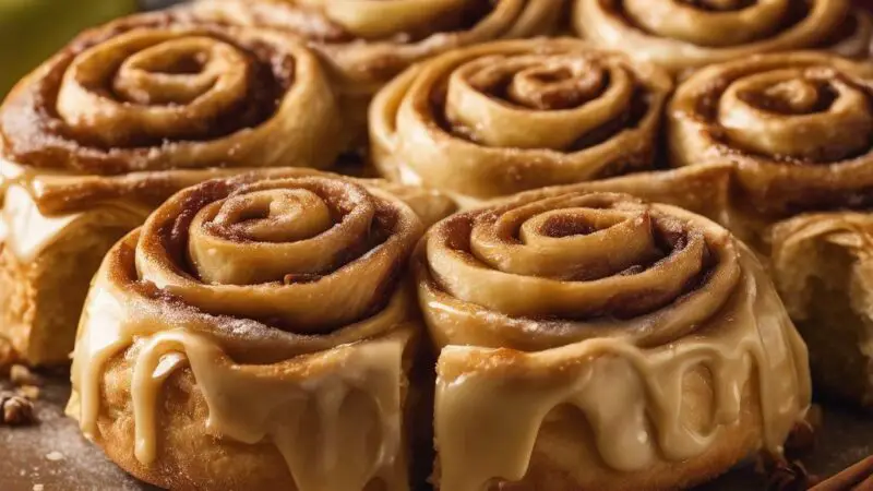 Apple Pie Cinnamon Rolls with Caramel Cream Cheese Frosting