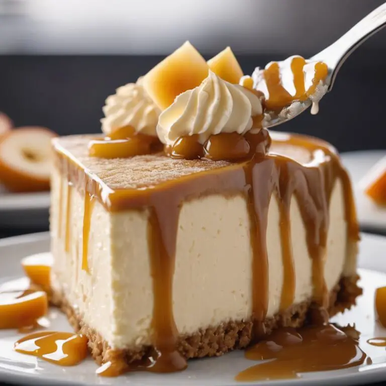 No-Bake Caramel Cheesecake with Waffle Cone Crust