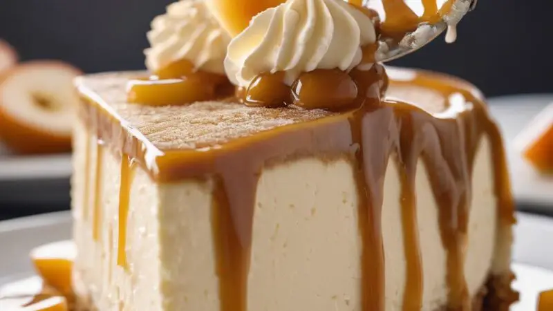 No-Bake Caramel Cheesecake with Waffle Cone Crust