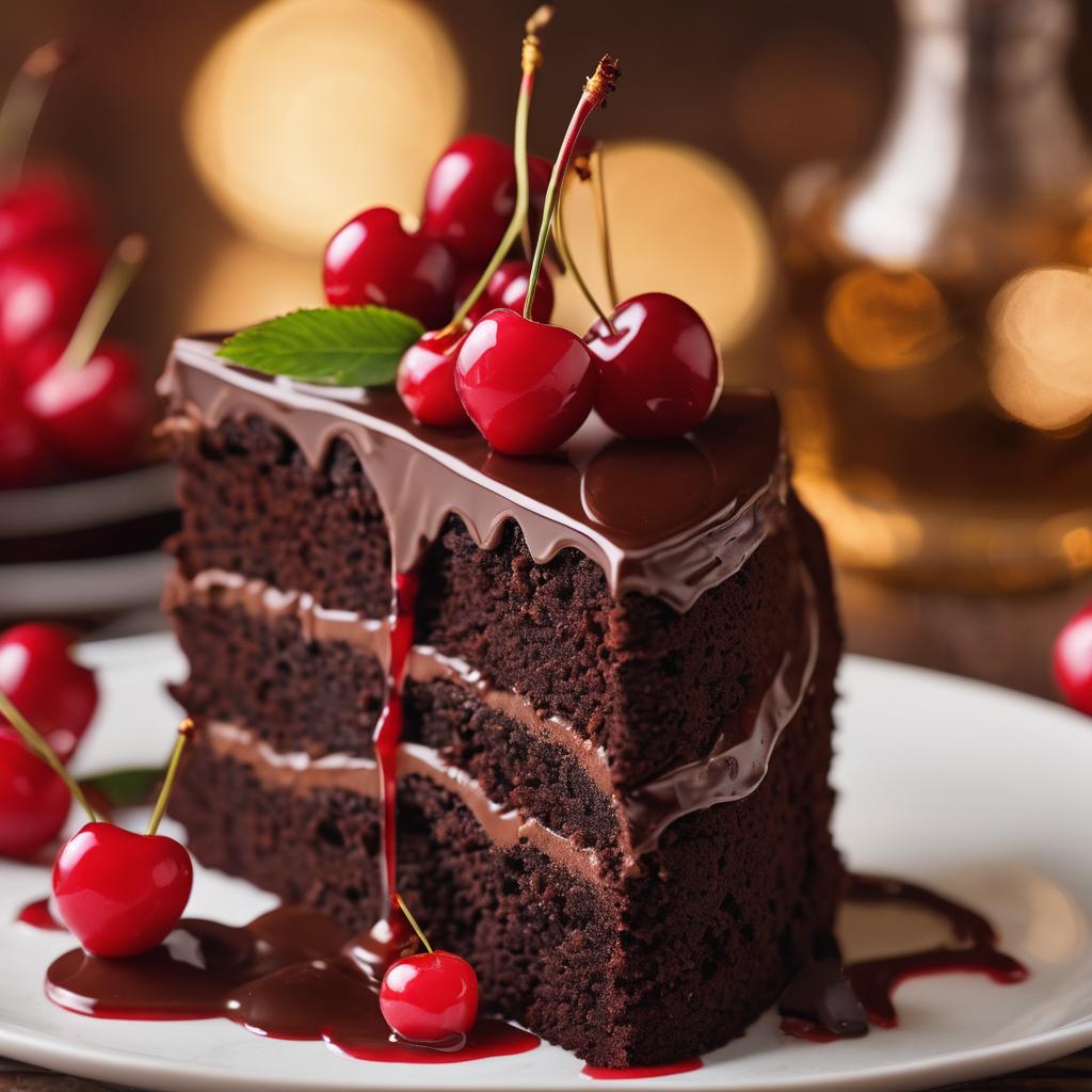 Rum-Infused Chocolate Cake with Fresh Cherry Topping