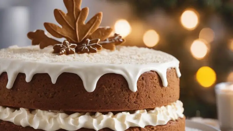 Gluten-Free Gingerbread Cake with Eggnog Cream Cheese Frosting