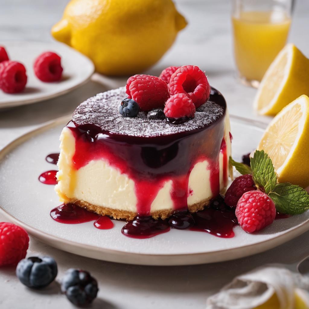 Creamy Semolina Cheesecake with Raspberry Coulis