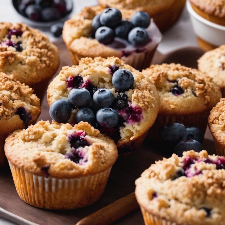 Classic American Blueberry Muffins with Crumb Topping