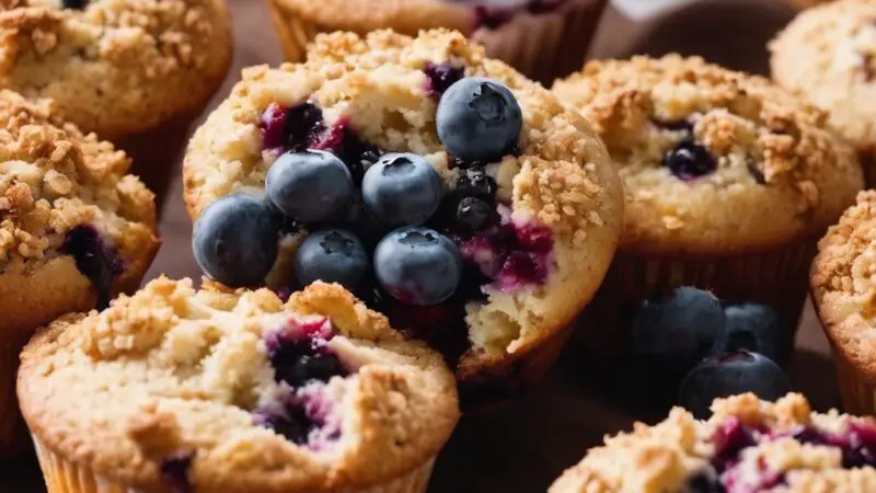 Classic American Blueberry Muffins with Crumb Topping