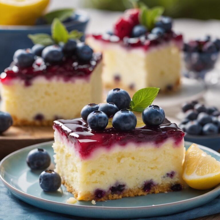 Gluten-Free Lemon Blueberry Poke Sheet Cake