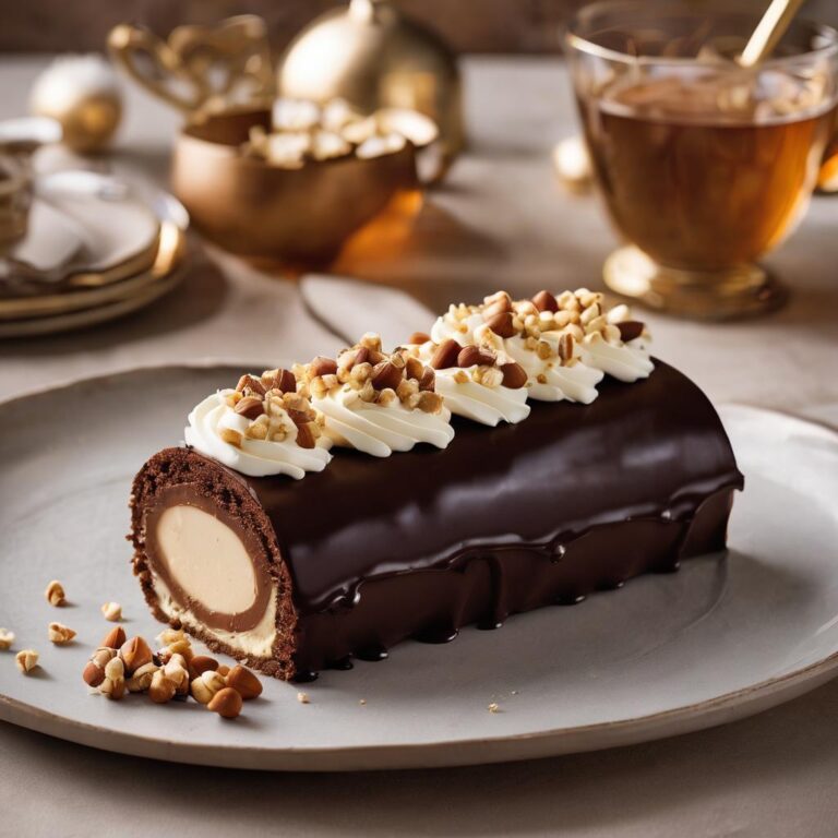 Bûche de Noël with Salted Caramel and Hazelnuts