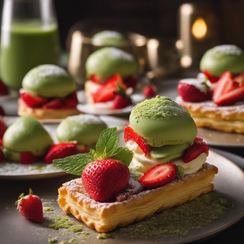 Verdant Matcha Pastries with Strawberry Compote