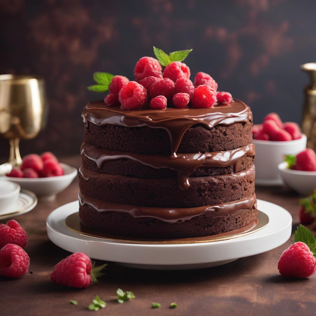 Mini Chocolate Cake with Fresh Raspberry Topping