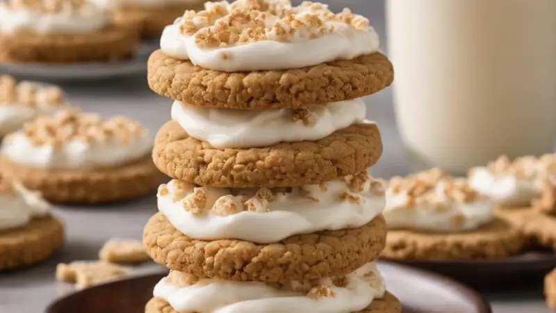 Graham Cracker Cookies with Vanilla Cream Cheese Frosting and Graham Streusel