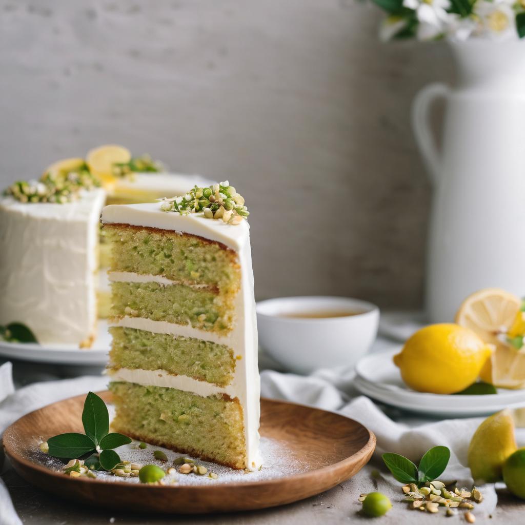 Luscious Pistachio Cake with Lemon-Infused Cream Cheese Frosting