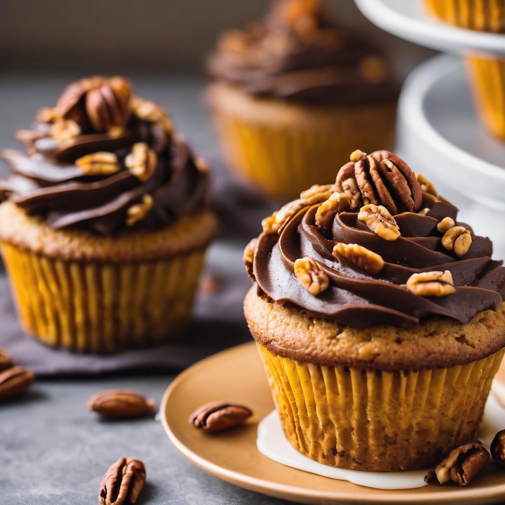 Pumpkin Cupcakes with Pecan Pie Filling and Salted Maple Cinnamon Frosting