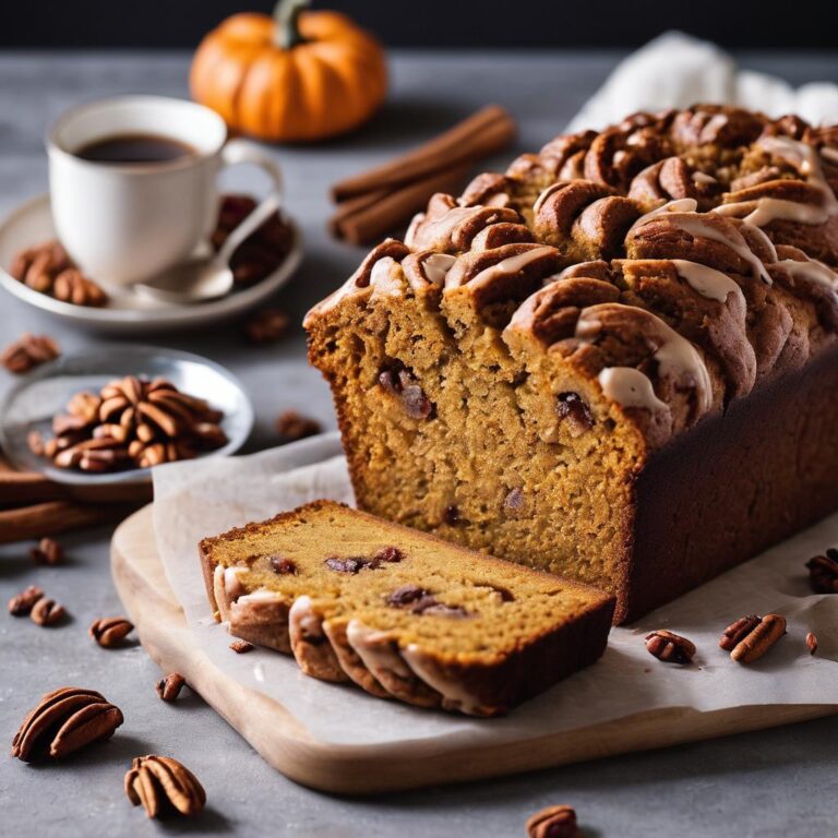 Pumpkin Loaf with Cinnamon Swirl and Pecan Streusel